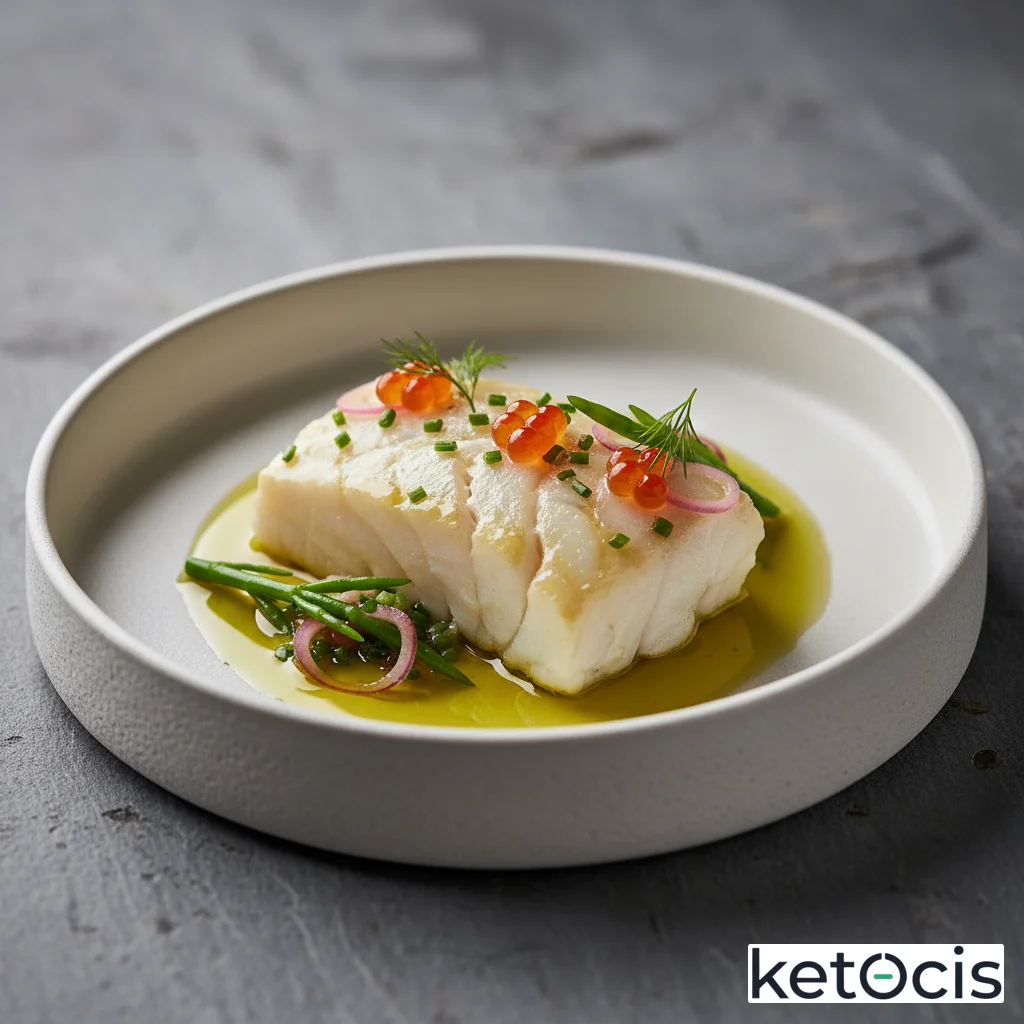 Bacalao skrei confitado en aceite de oliva a baja temperatura