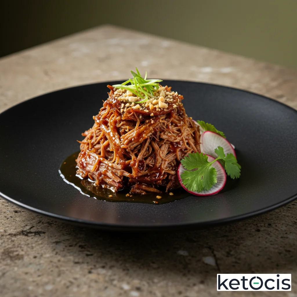 Baho falso keto de carne desmenuzada y marinada en jugos naturales