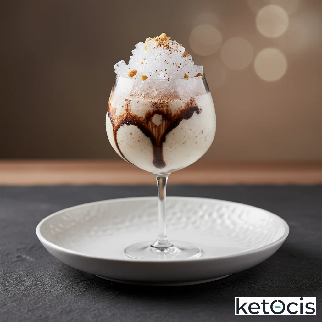 Batido de leche de nueces macadamia con cacao amargo puro y hielo picado