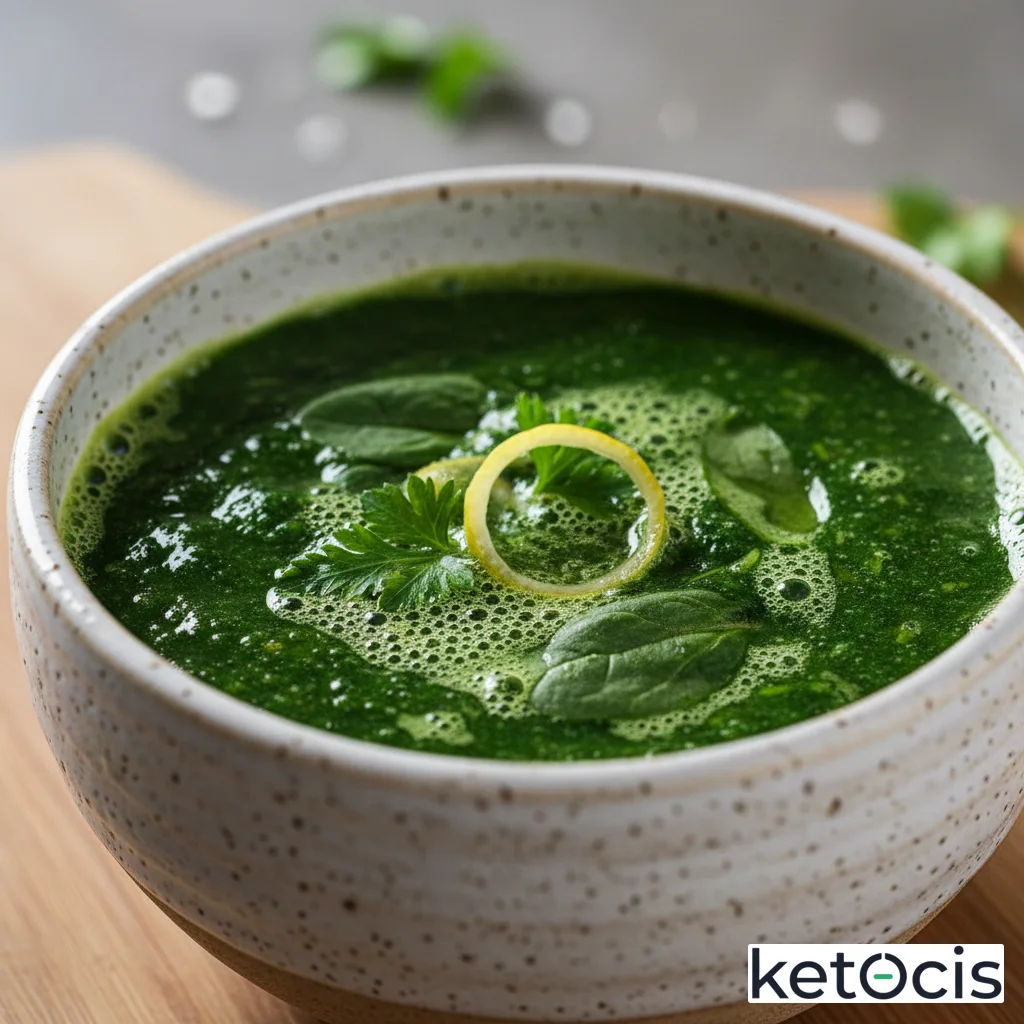 Batido verde de apio perejil espinaca y zumo de limón