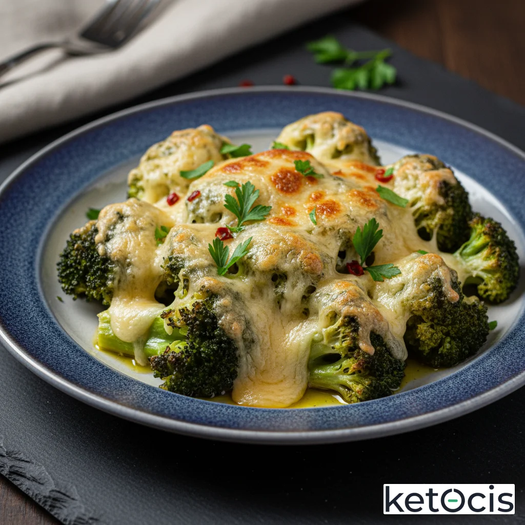 Brócoli en ramilletes gratinado con queso pecorino italiano