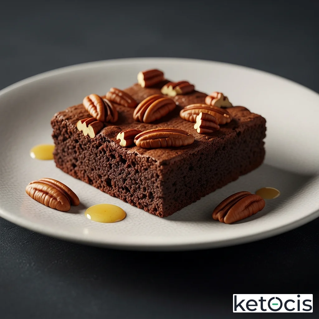 Brownie keto de cacao puro manteca de coco y nueces pecanas