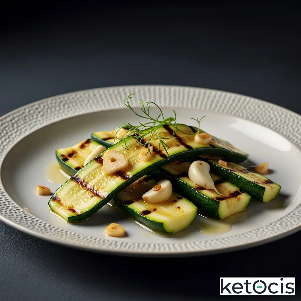 Calabacín a la plancha marinado en ajo y vinagre de manzana