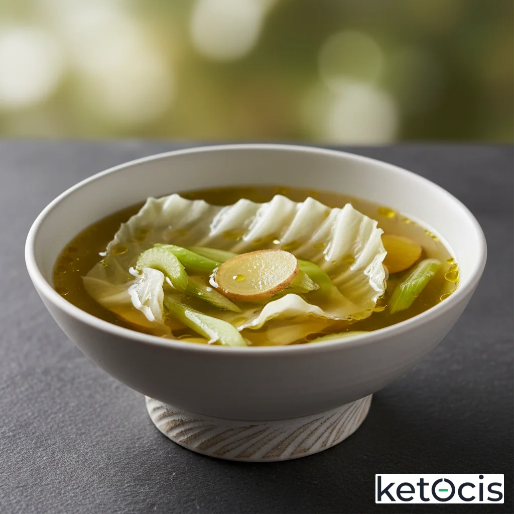 Caldo de repollo blanco apio y jengibre fresco