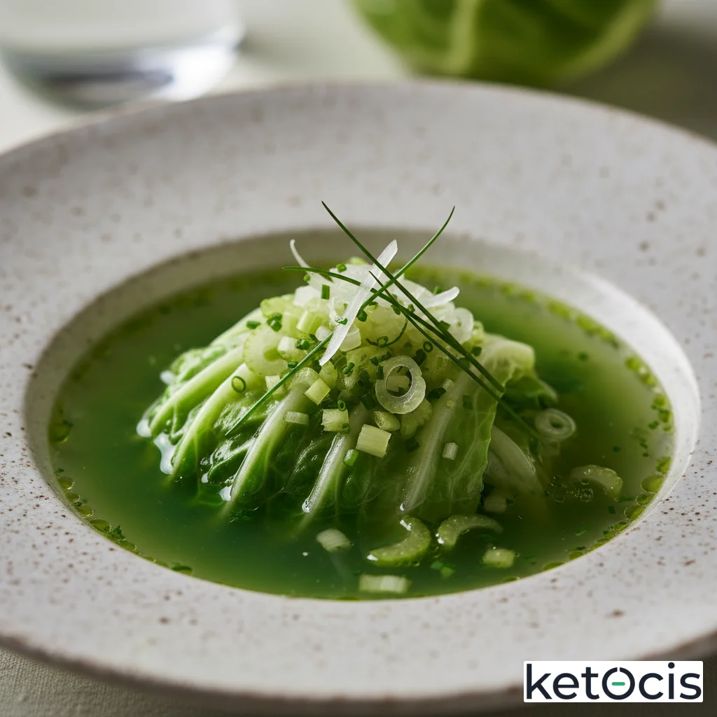 Caldo de repollo verde liso y apio picado a mano finamente