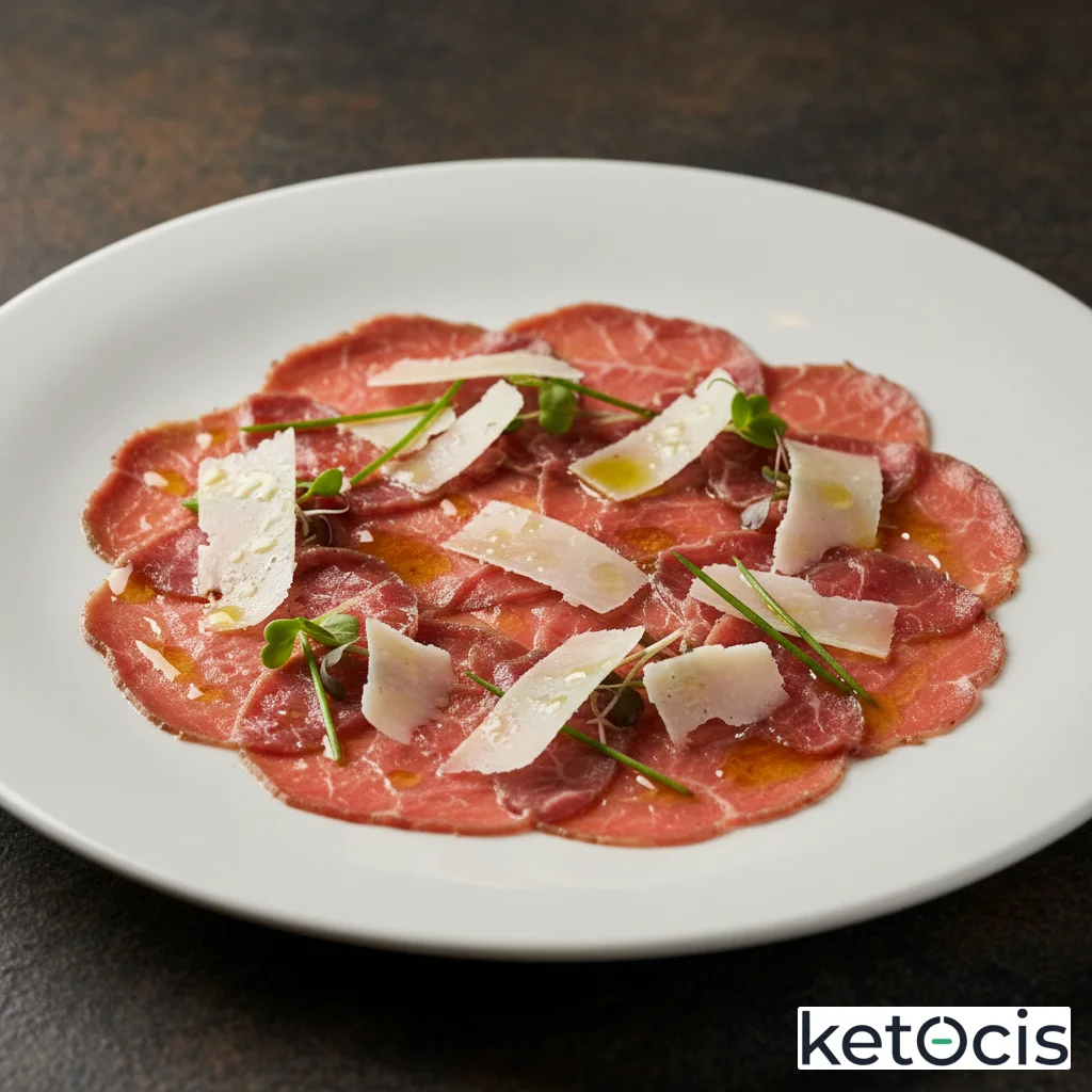 Carpaccio de ternera con aceite de trufa y lascas de pecorino