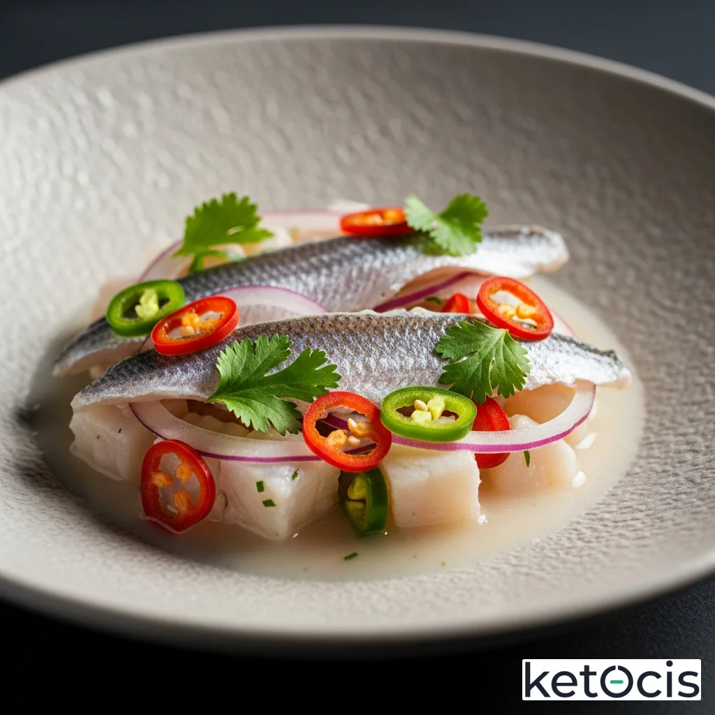 Ceviche de corvina con chile habanero y cilantro picado