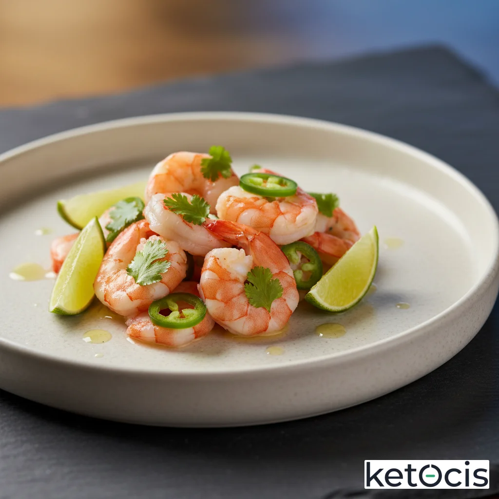 Ceviche de gambas frescas con cilantro chile jalapeño y lima