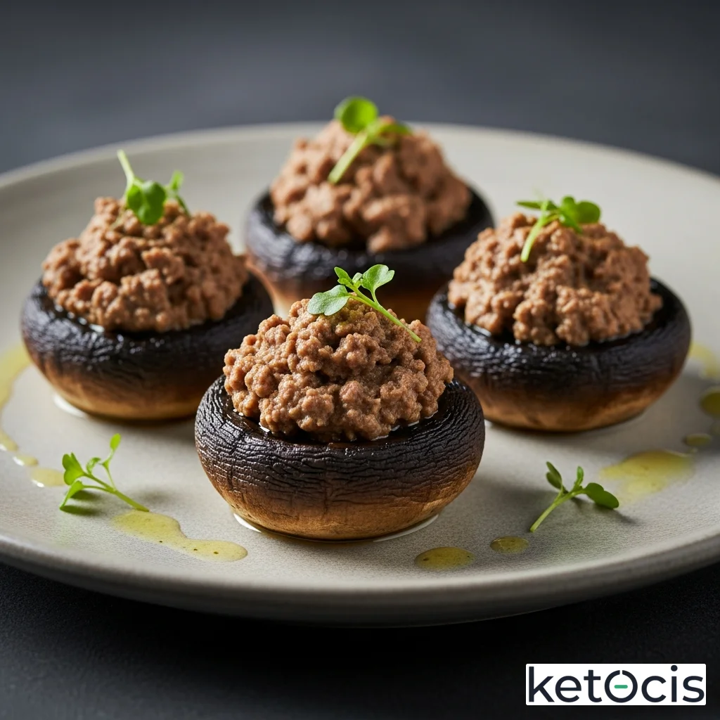 Champiñones rellenos de paté de hígado casero al horno