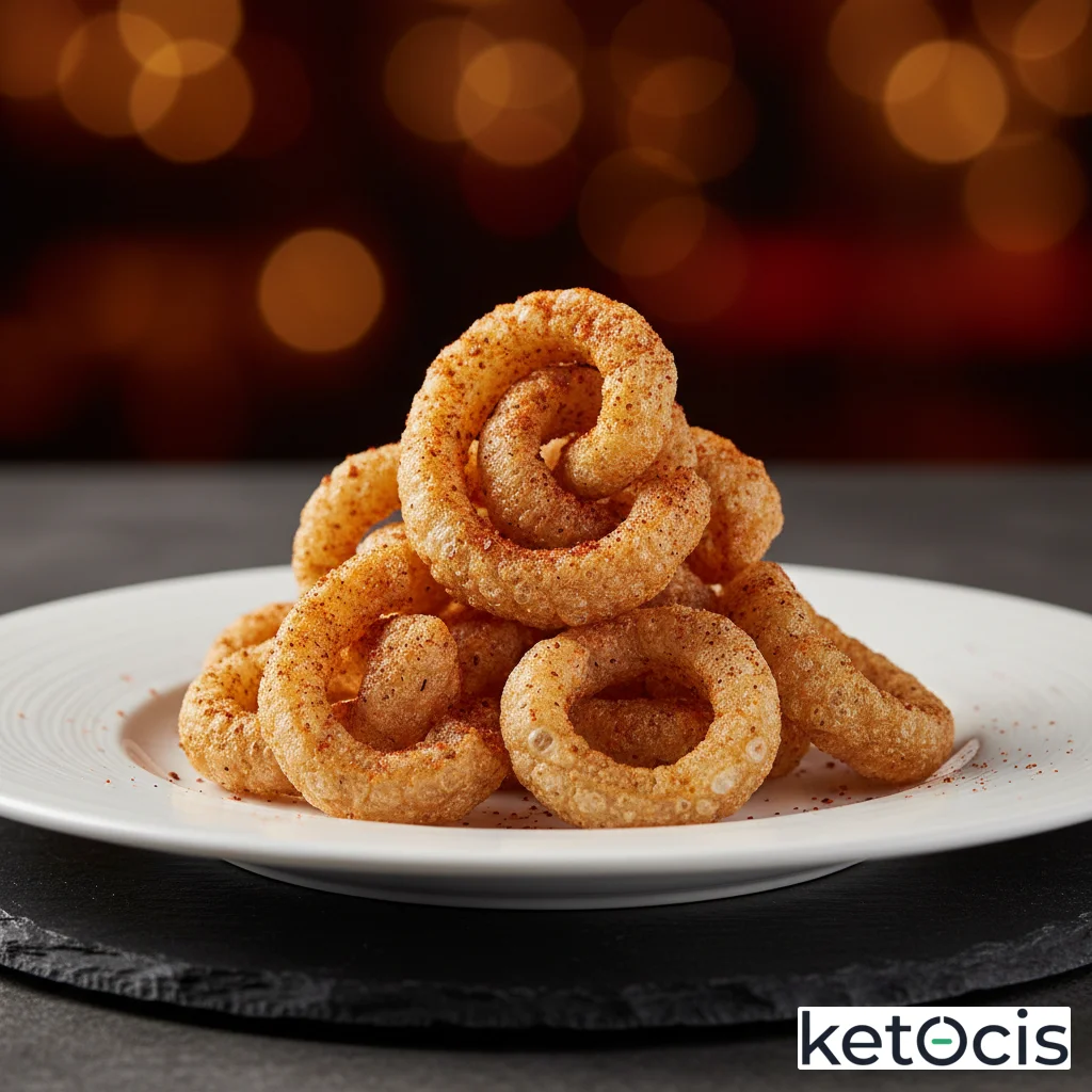 Chicharrones de cerdo fritos en casa especiados con chile en polvo rojo