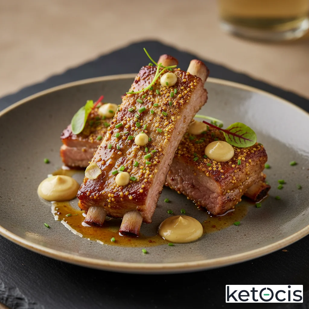 Costillar de cerdo ibérico al horno con marinada de mostaza