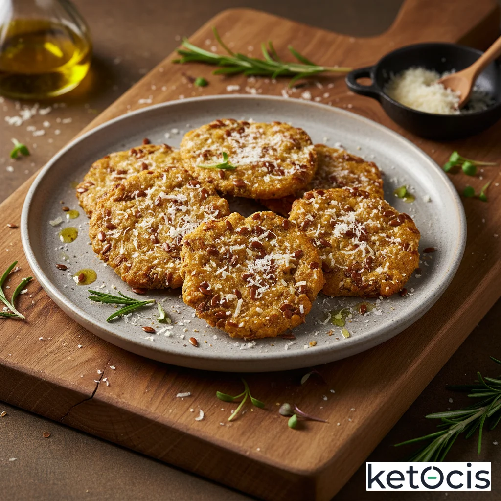 Crackers keto de semillas de lino dorado y queso parmesano