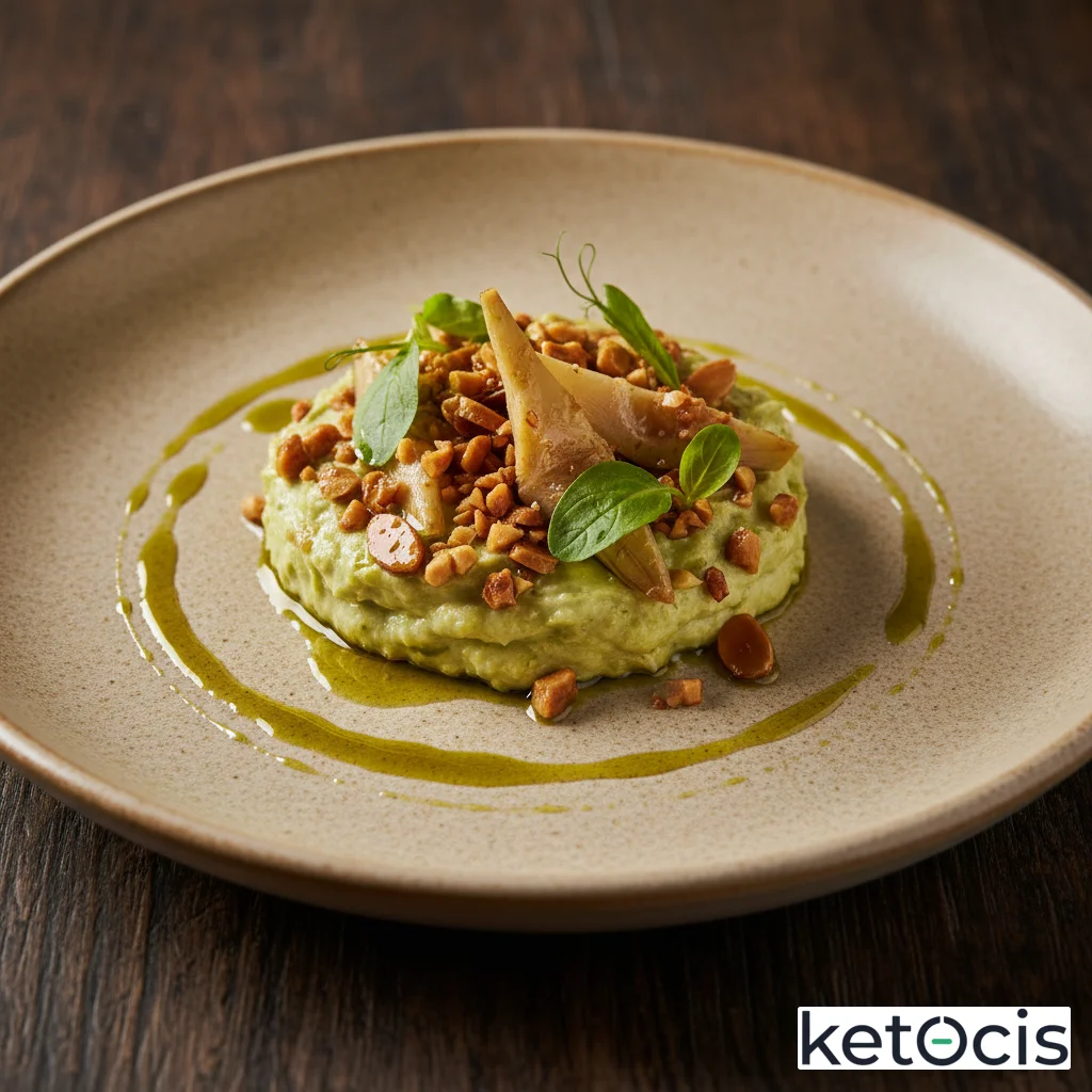 Crema de alcachofas confitadas y almendras tostadas con aceite