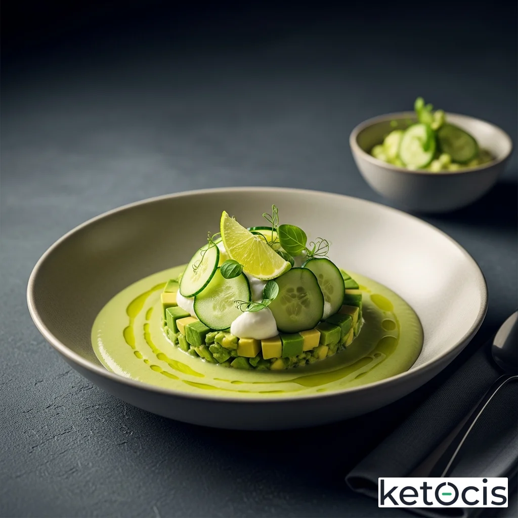 Crema fría de aguacate y pepino con toque de lima