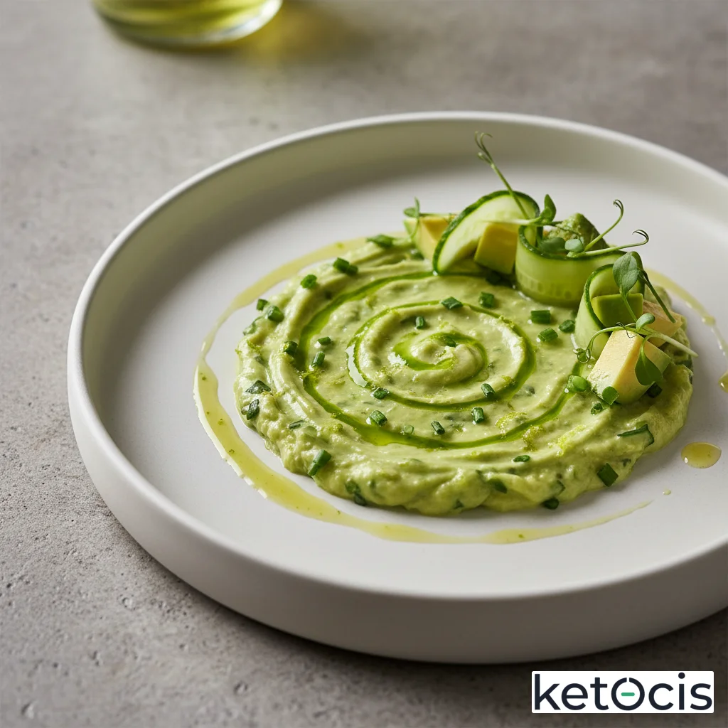 Crema fría de pepino crudo y aguacate maduro batido con lima fresca