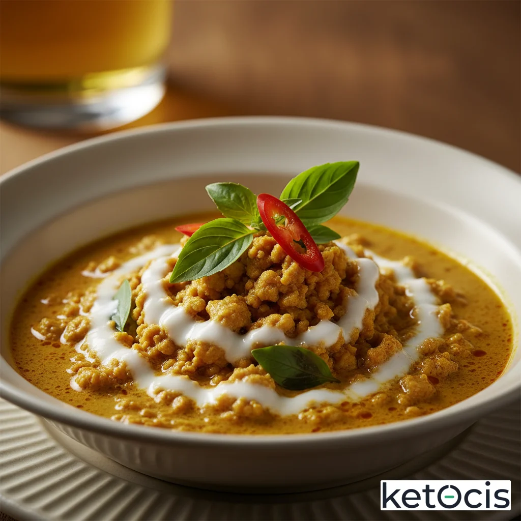 Curry amarillo tailandés de pollo picado con leche de coco espesa