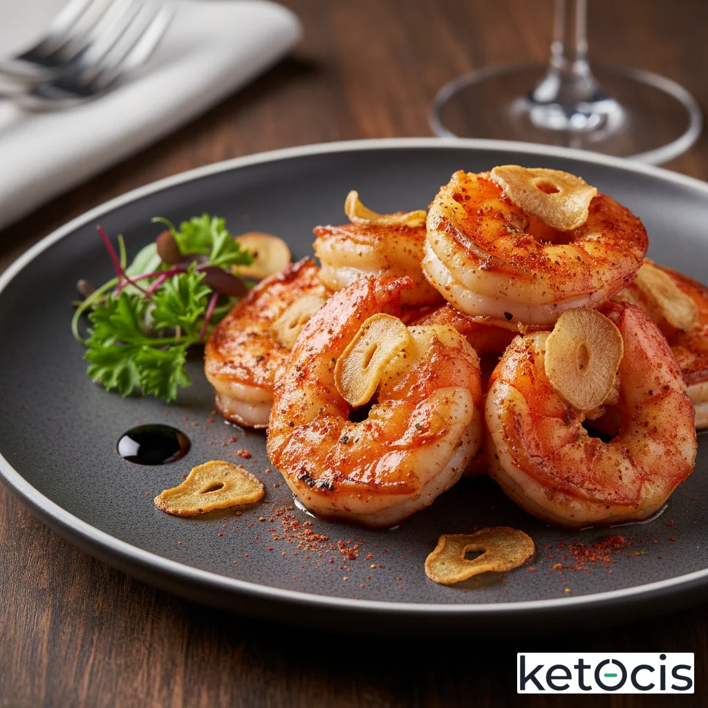 Gambas rojas a la sartén con cayena y ajo laminado crujiente
