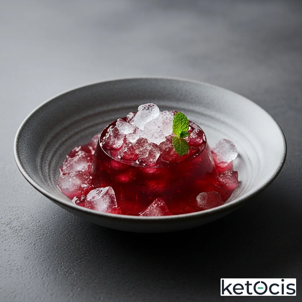 Gelatina de té de hibisco con stevia y hielo picado