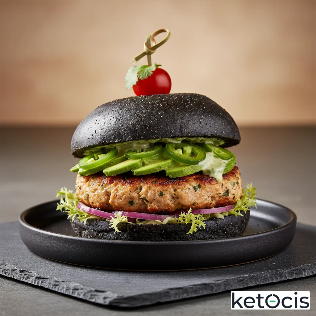 Hamburguesa de pollo picado a cuchillo en casa con jalapeño y aguacate