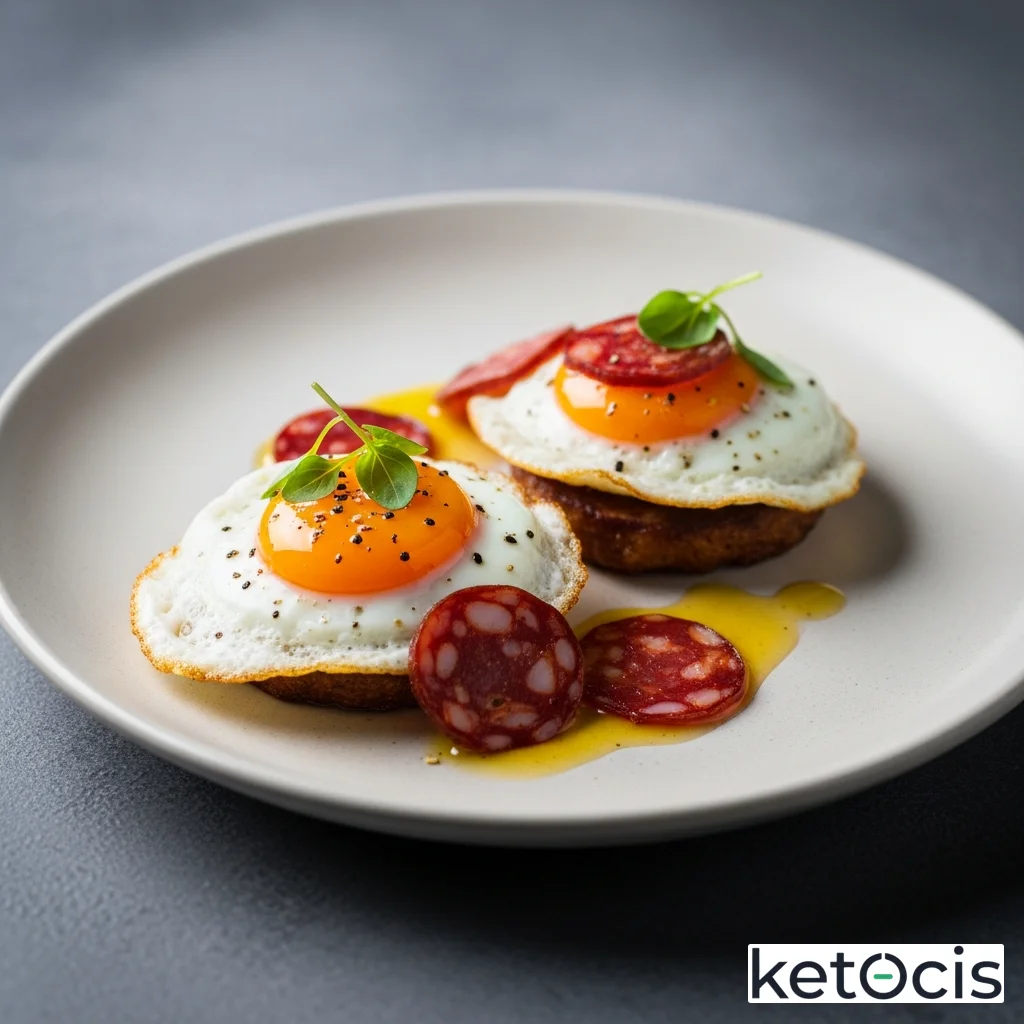 Huevos al plato con chorizo picante ibérico sin azúcar