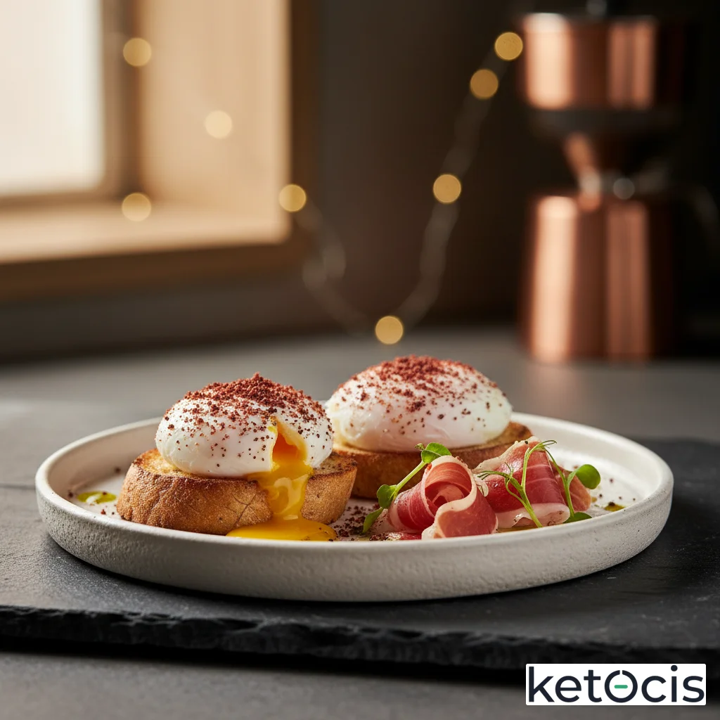 Huevos pochados estilo cafetería boutique con polvo de jamón ibérico