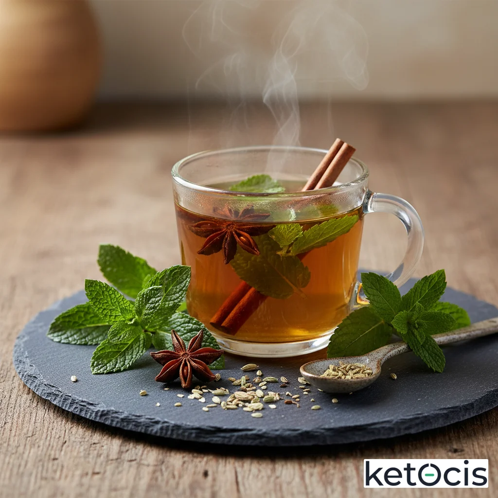 Infusión de menta poleo y anís estrellado ideal para estómagos pesados