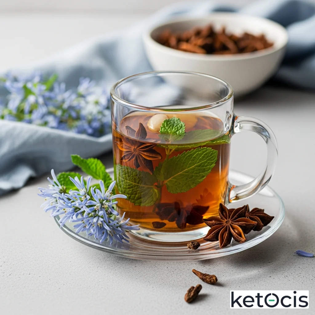 Infusión de menta poleo y anís estrellado para estómagos pesados