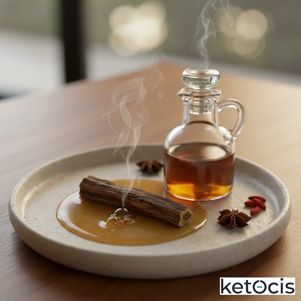 Infusión de regaliz de palo natural hervida para suavizar la garganta seca