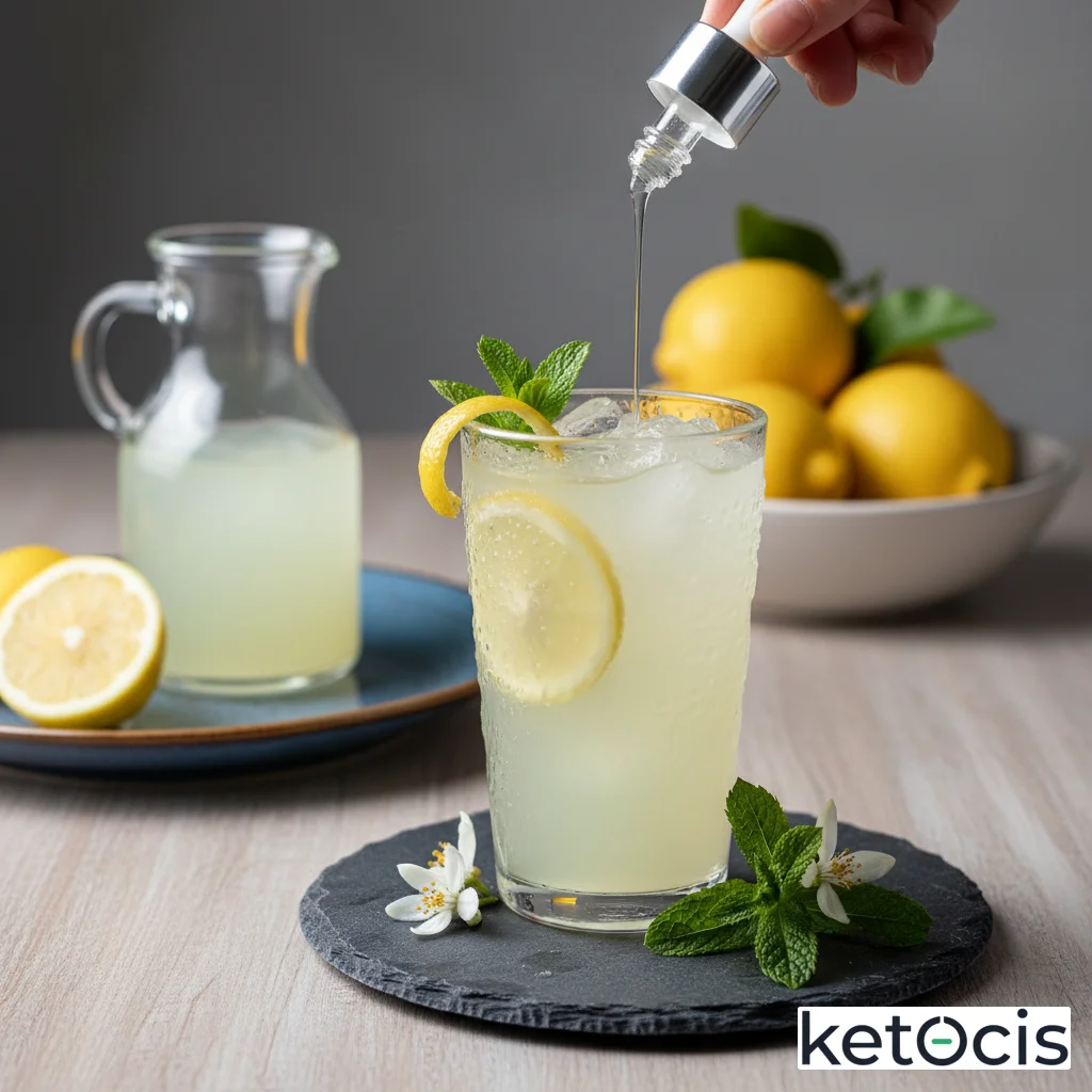 Limonada cetogénica de limones exprimidos y stevia líquida pura