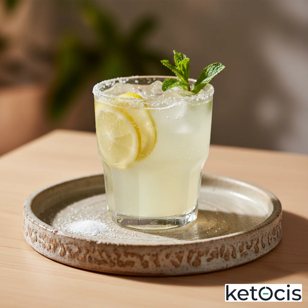 Limonada cetogénica helada de limones exprimidos stevia y agua mineral