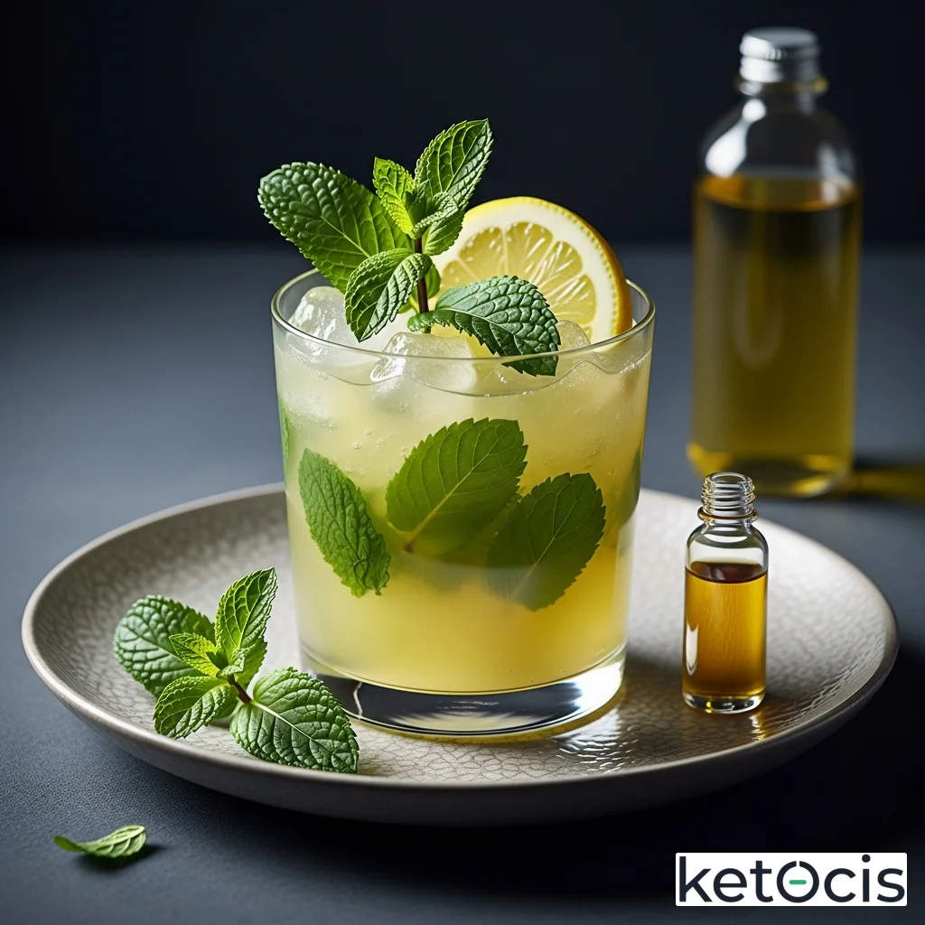 Limonada de menta fresca triturada y stevia líquida