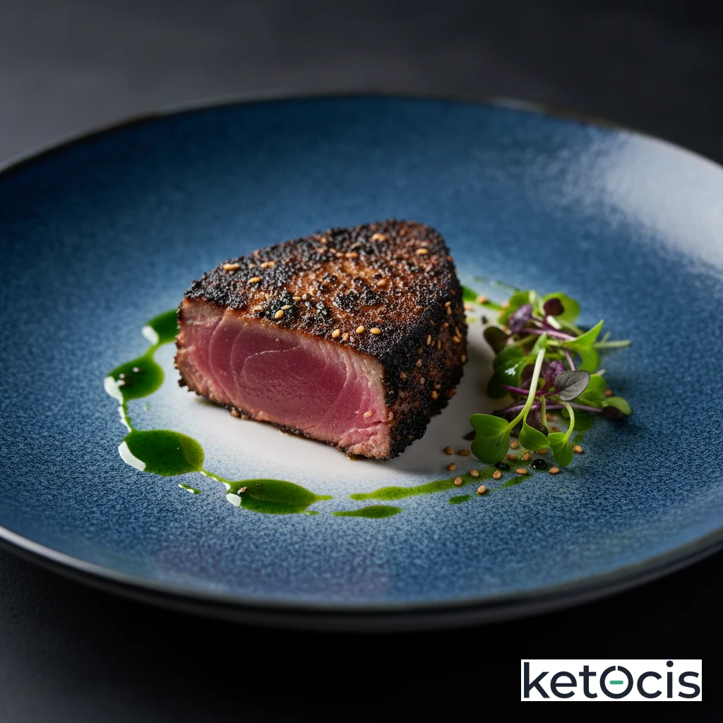 Filete de atún rojo sellado por fuera crudo por dentro