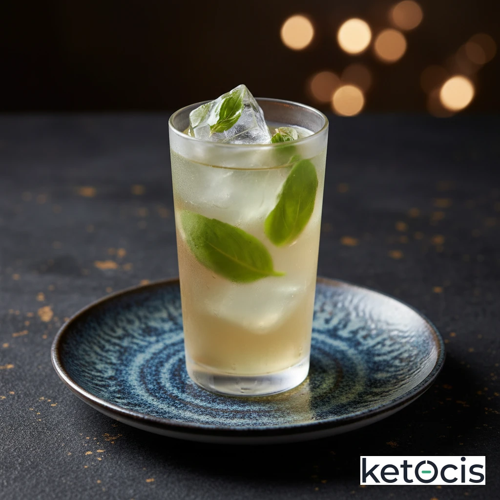 Té blanco helado infusionado con hojas de albahaca fresca