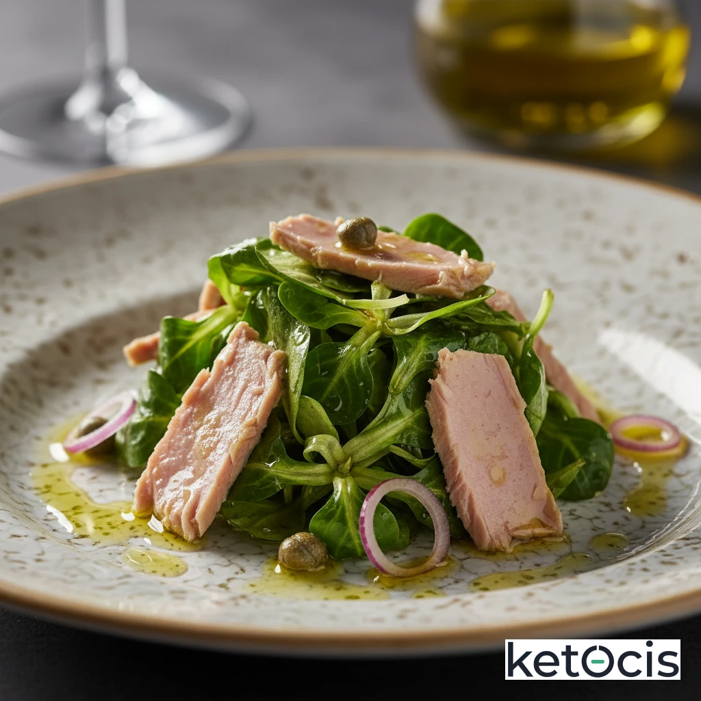 Ensalada de canónigos con ventresca de bonito en aceite extra