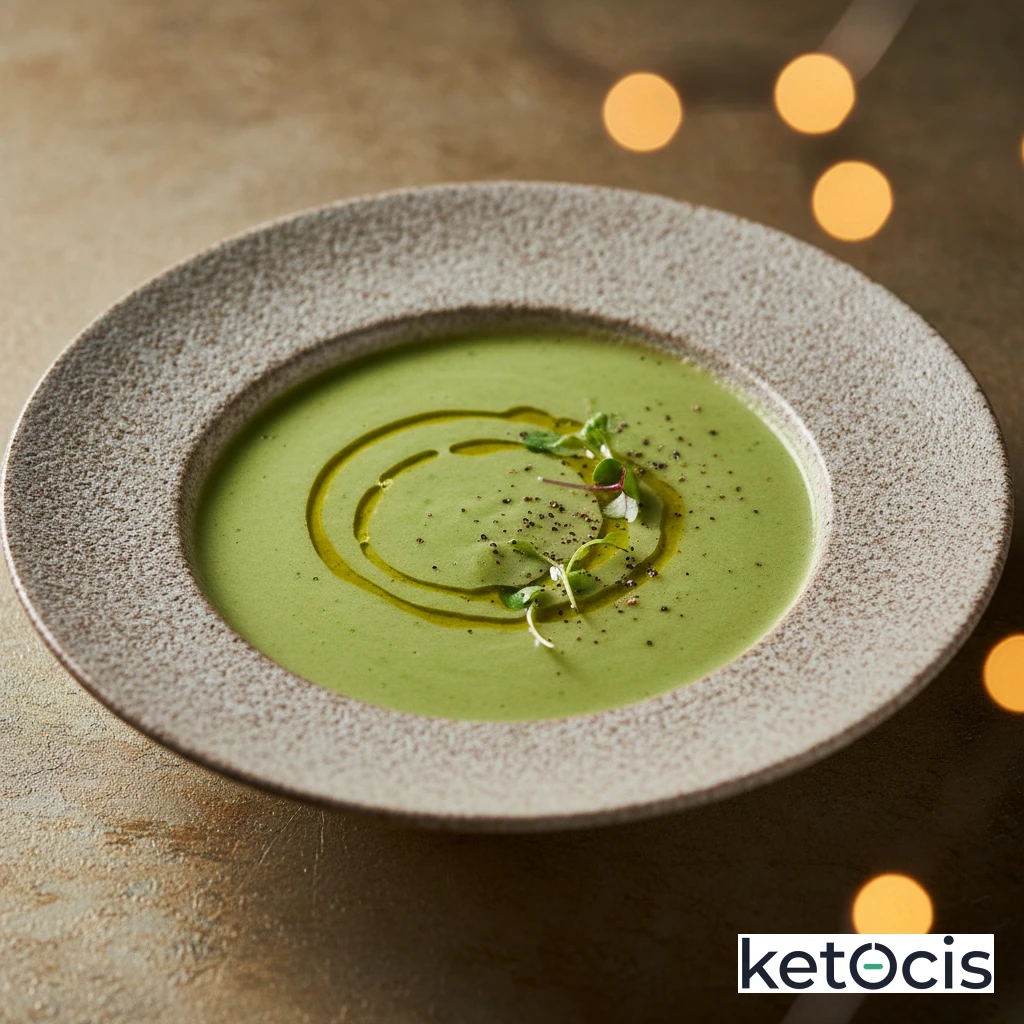 Crema de calabacín verde con aceite de oliva en crudo ligera