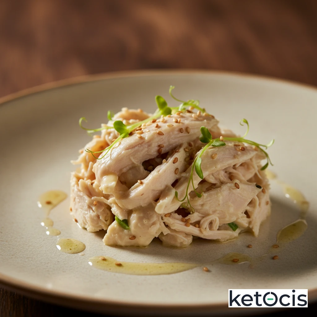 Pechuga de pollo hervida y desmenuzada con mayonesa ligera keto