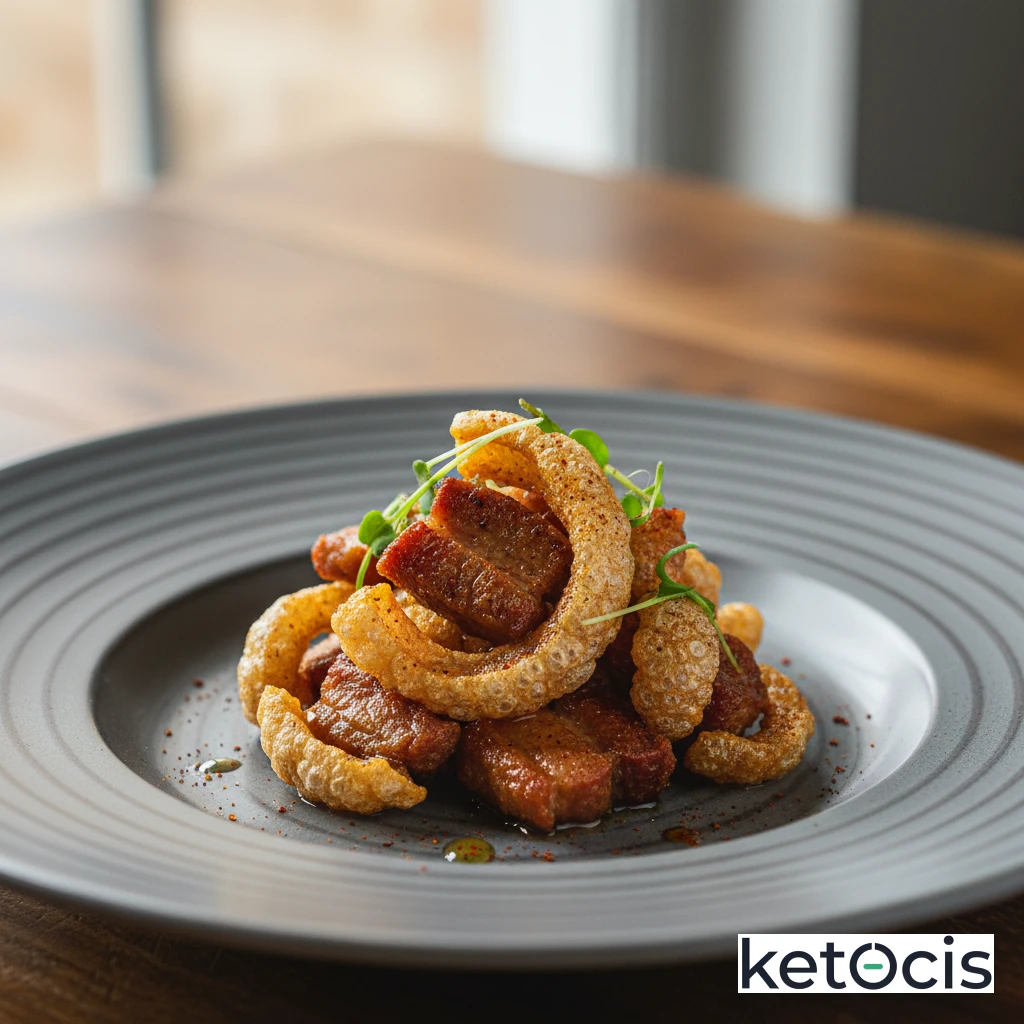 Chicharrones de cerdo caseros fritos en su propia manteca