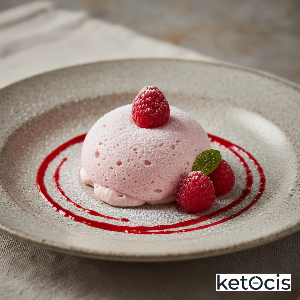 Mousse de frambuesas batidas con claras a punto de nieve