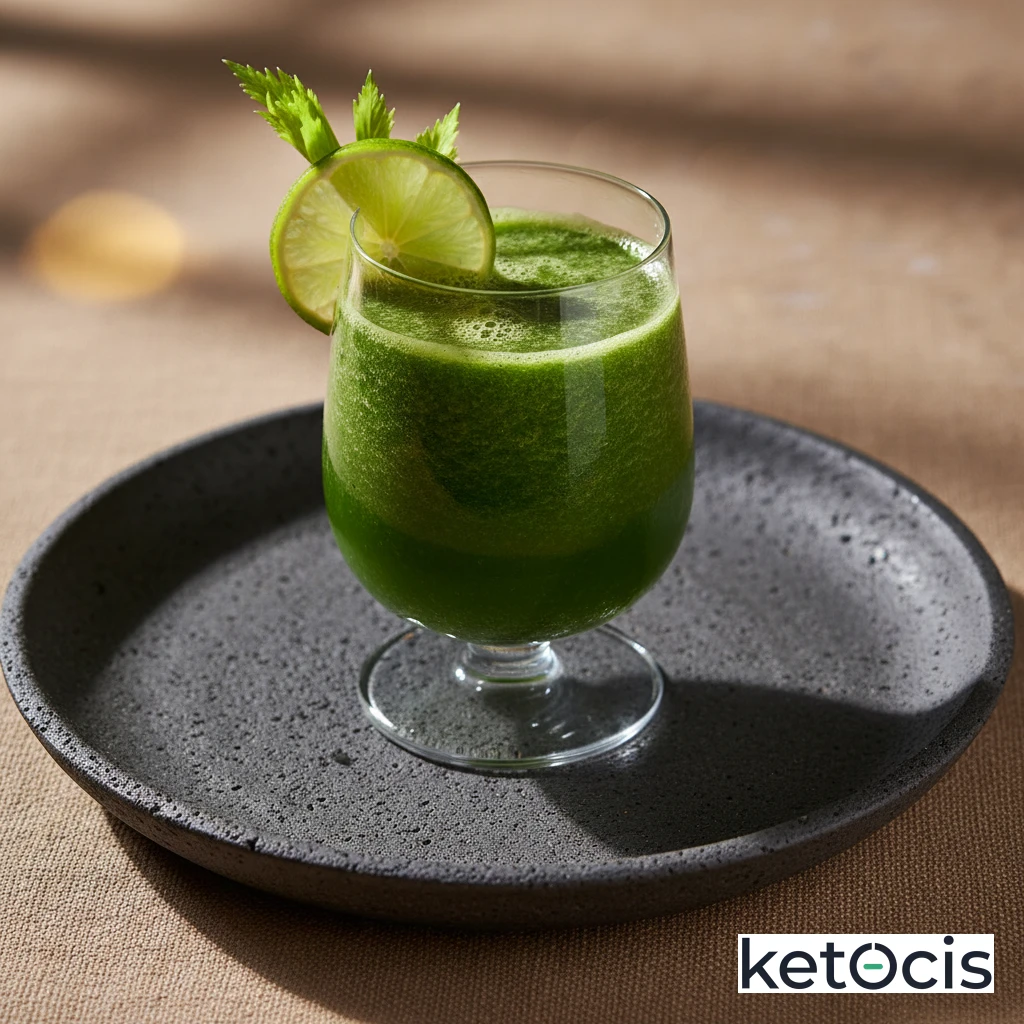 Batido verde de pepino apio perejil y zumo de lima