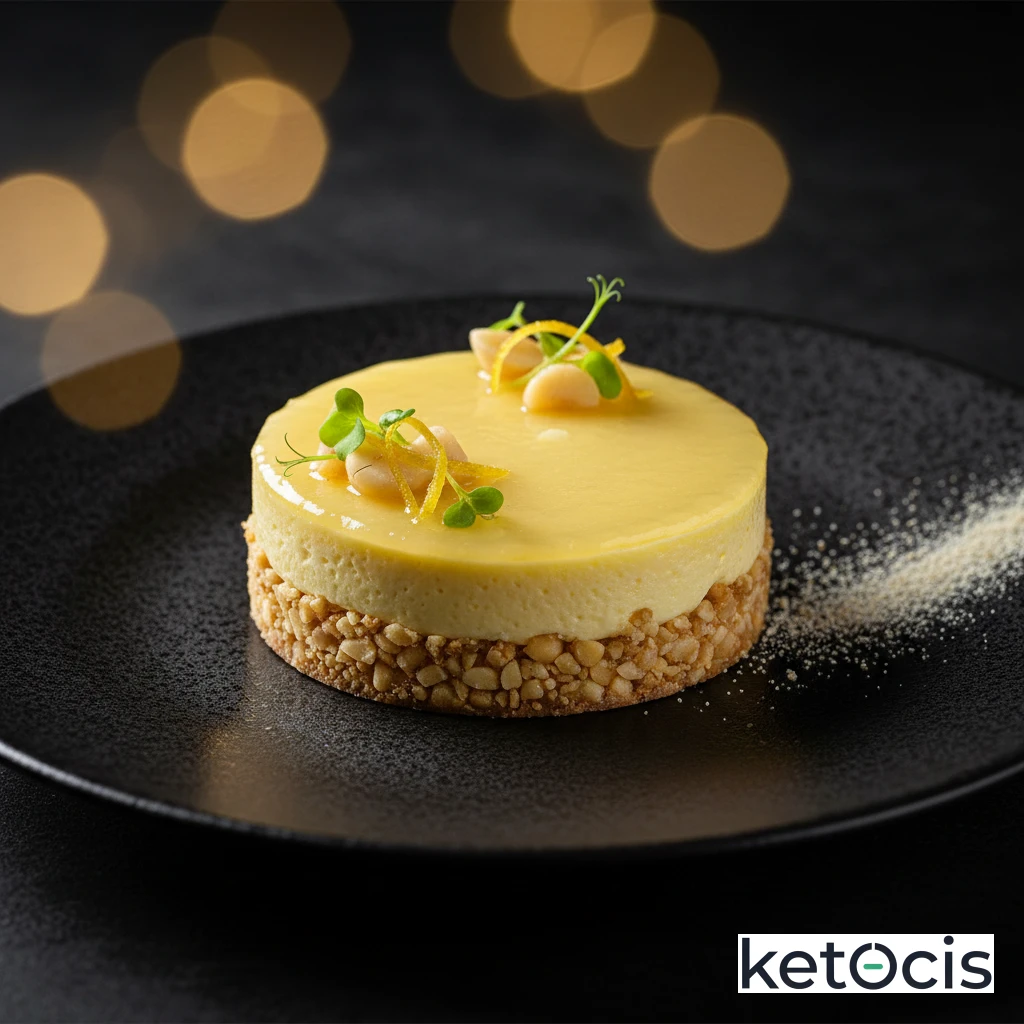 Tarta de limón keto sin horno con base de nueces macadamia