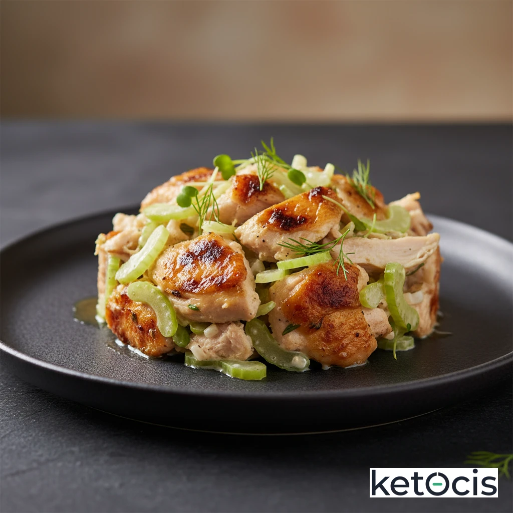 Ensalada de pollo asado frío con apio crujiente y mayonesa
