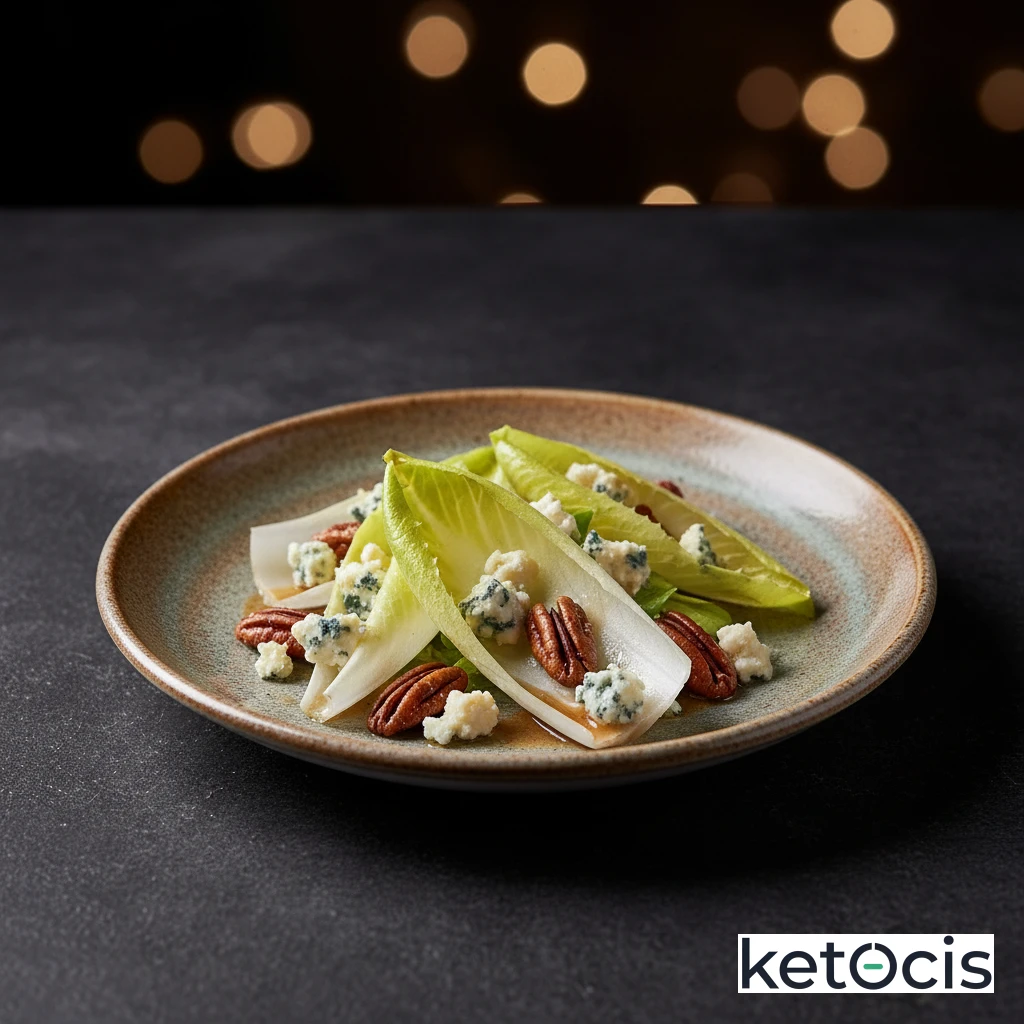Ensalada de endivias con nueces pecanas y queso roquefort