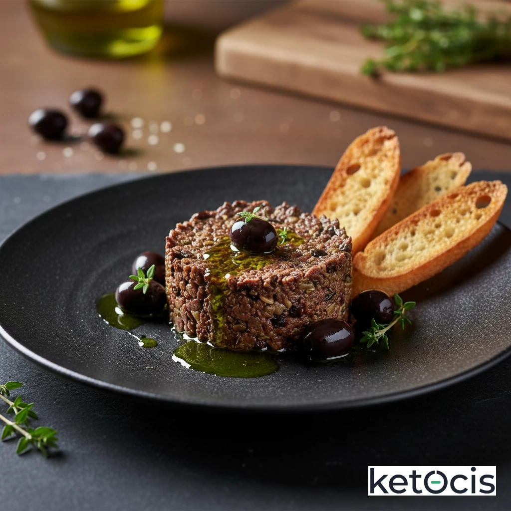 Paté de aceitunas negras tapenade casero con aceite de oliva