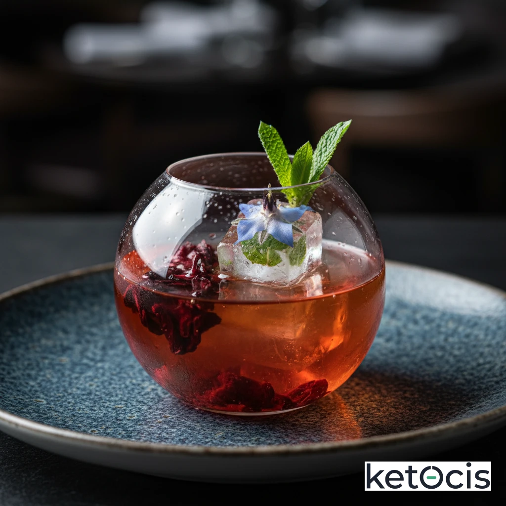 Infusión fría de flor de jamaica sin azúcar refrescante y sana