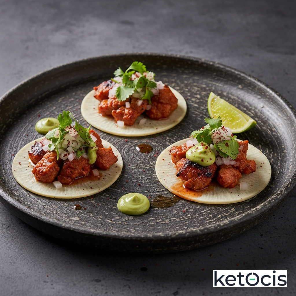 Tacos de jícama con carne al pastor cetogénica sin piña dulce