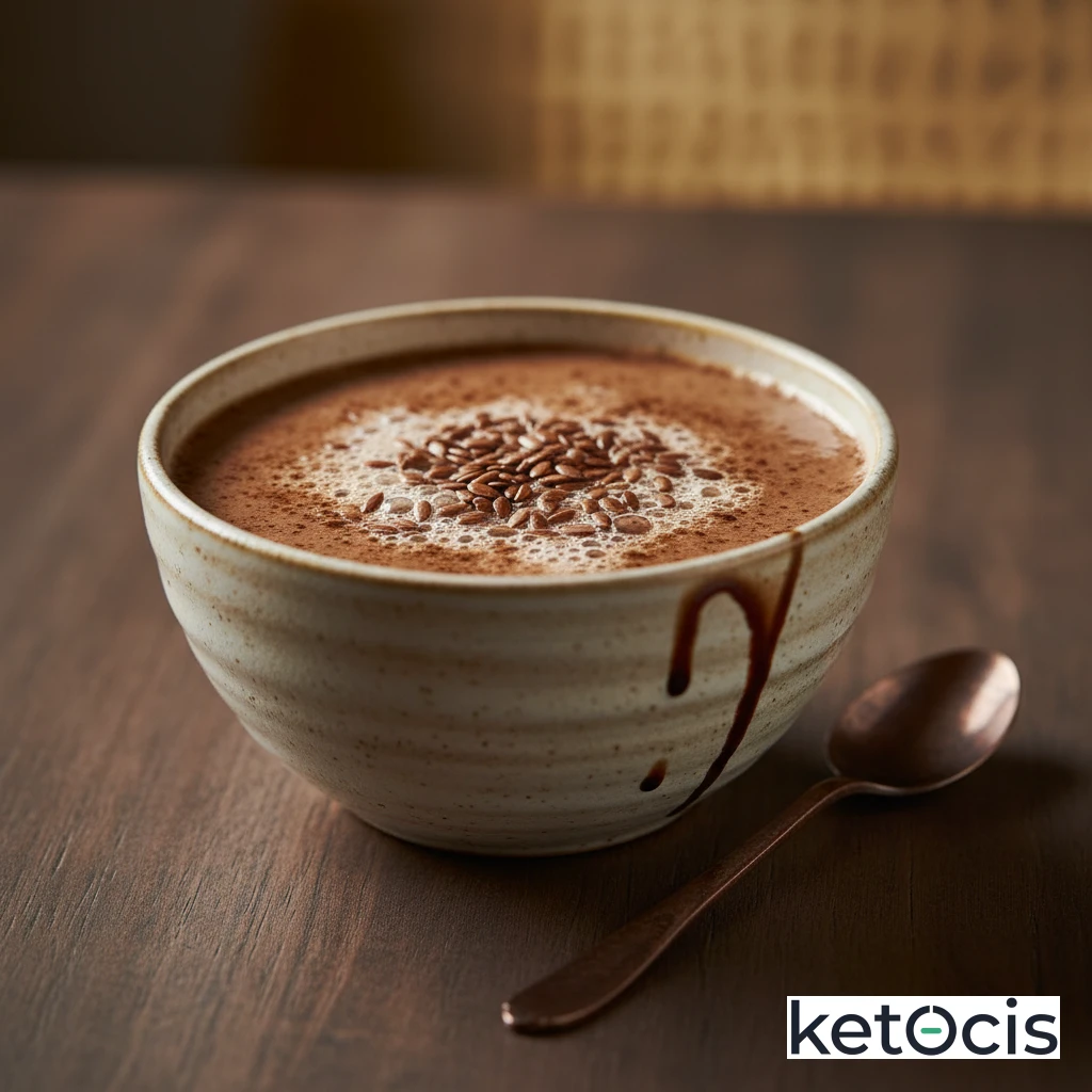 Batido de leche de macadamia con cacao puro y semillas de lino