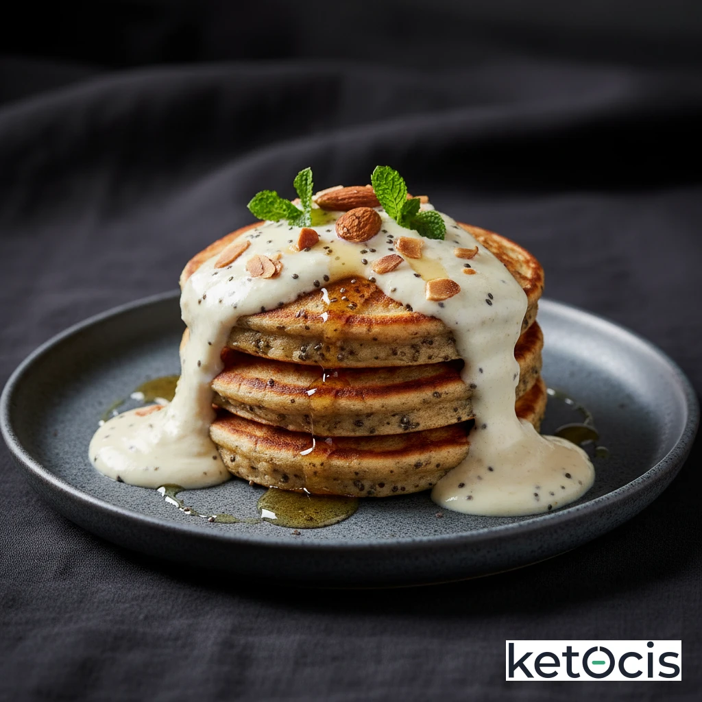 Panqueques de harina de chía con crema de almendras tostadas