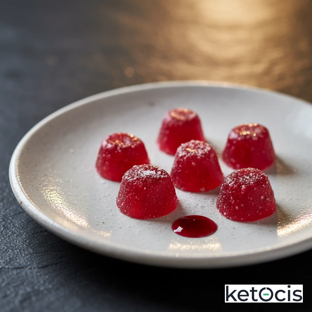 Gominolas de gelatina de frambuesa con stevia natural caseras