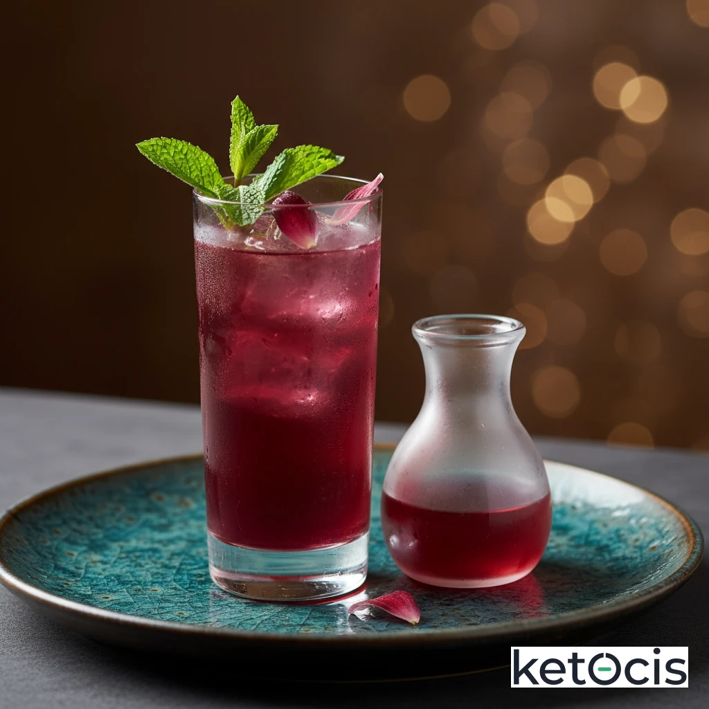 Infusión fría de flor de jamaica con menta fresca para hidratar