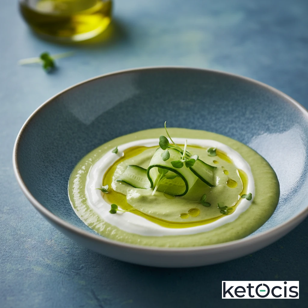 Crema fría de pepino y aguacate batido con yogur griego
